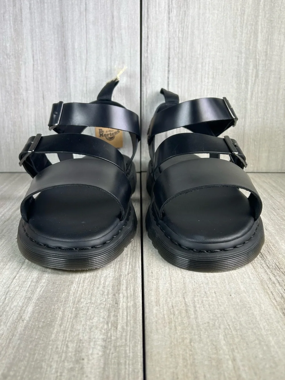 NEW Dr. Martens Docs Gryphon Black Leather Buckle Strap Sandal Shoe Mens Size 14